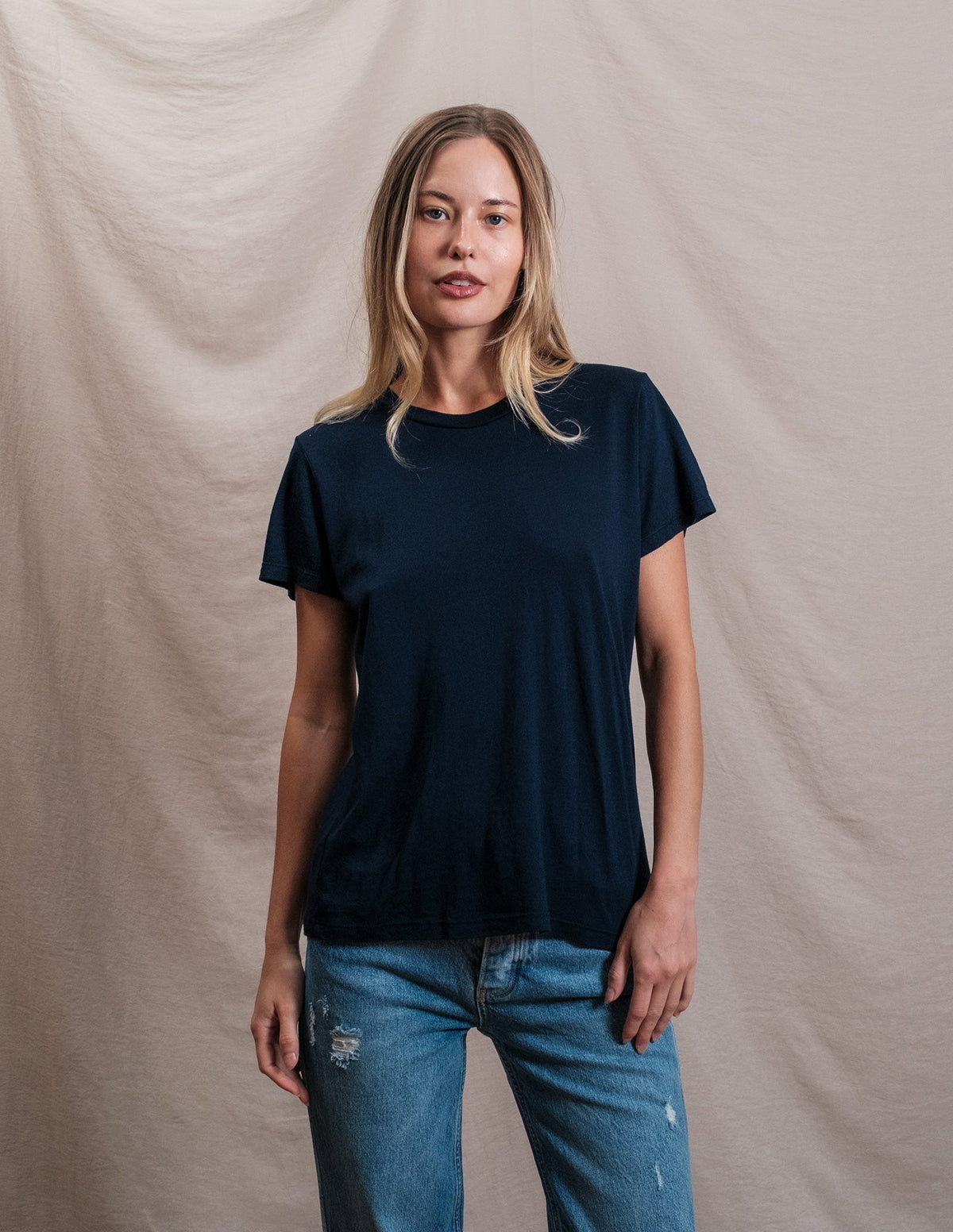 Butter Soft Short Sleeve Crew in Navy