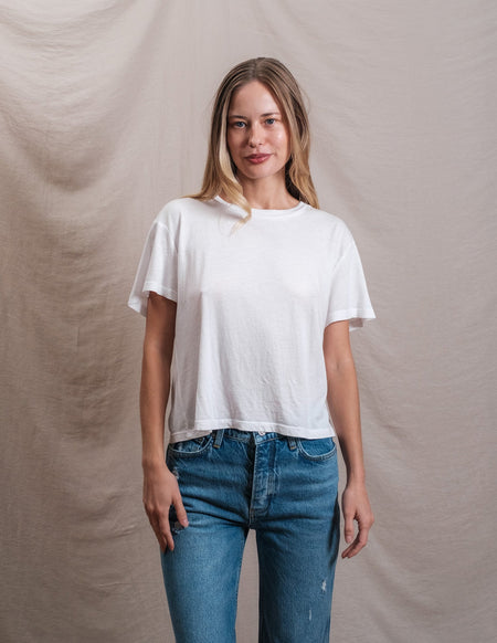 Butter Soft Short Sleeve Boxy Crop Tee in White