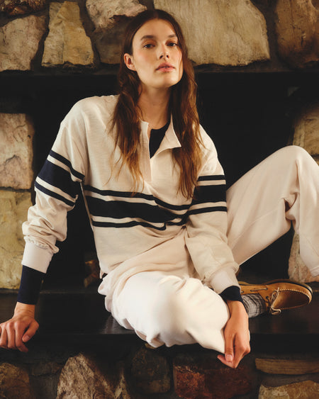 Sundry Heavy Rugby Jersey Henley in Oyster