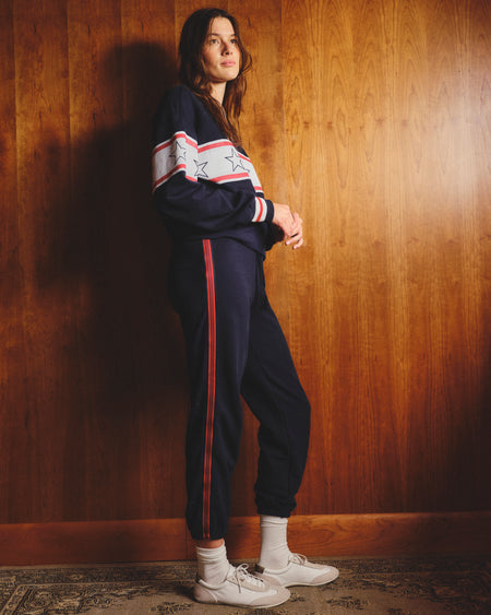 Sundry Sweatpant with Side Stripe in Deep Navy