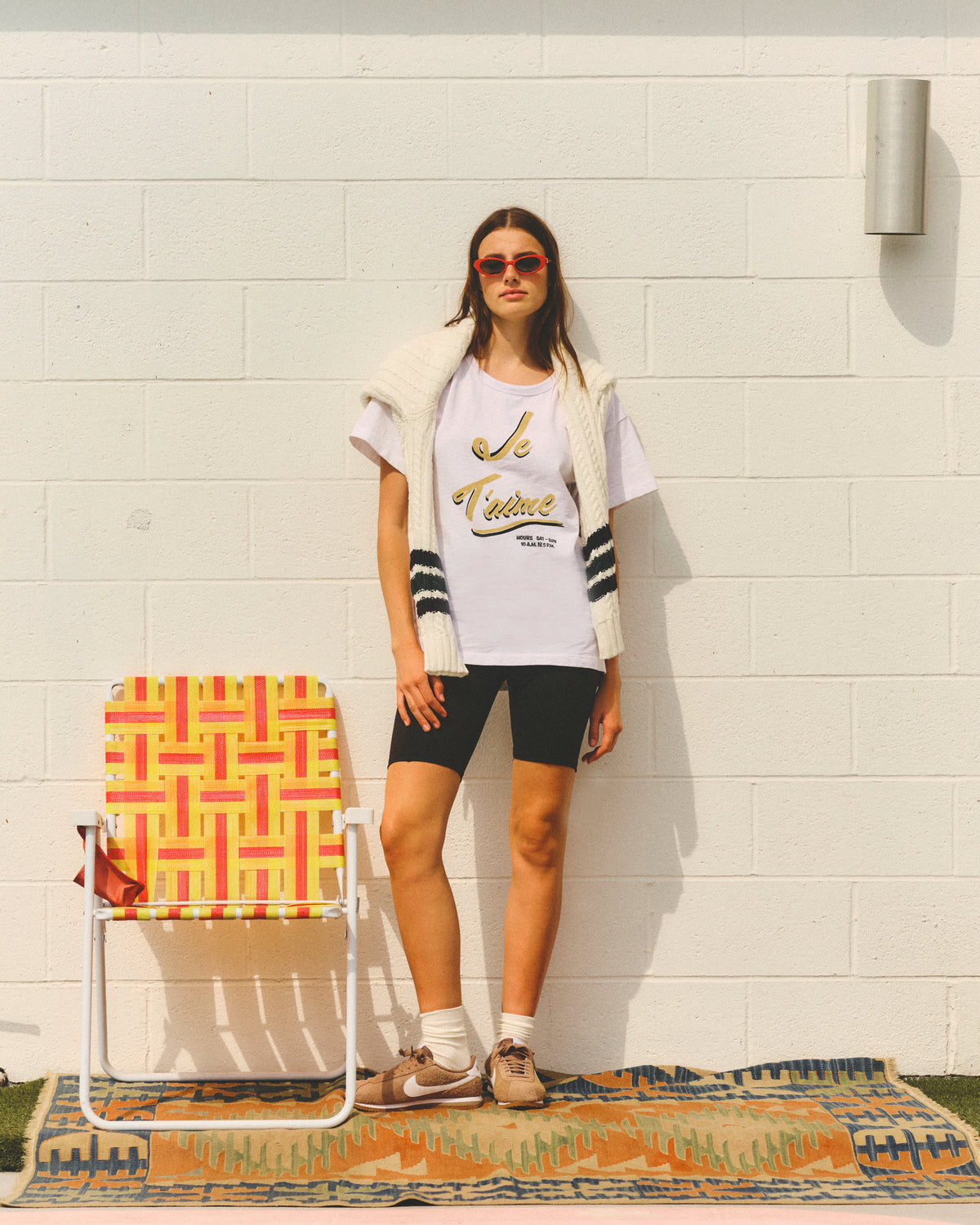 Sundry Je T'aime Athletic Tee in Optic White