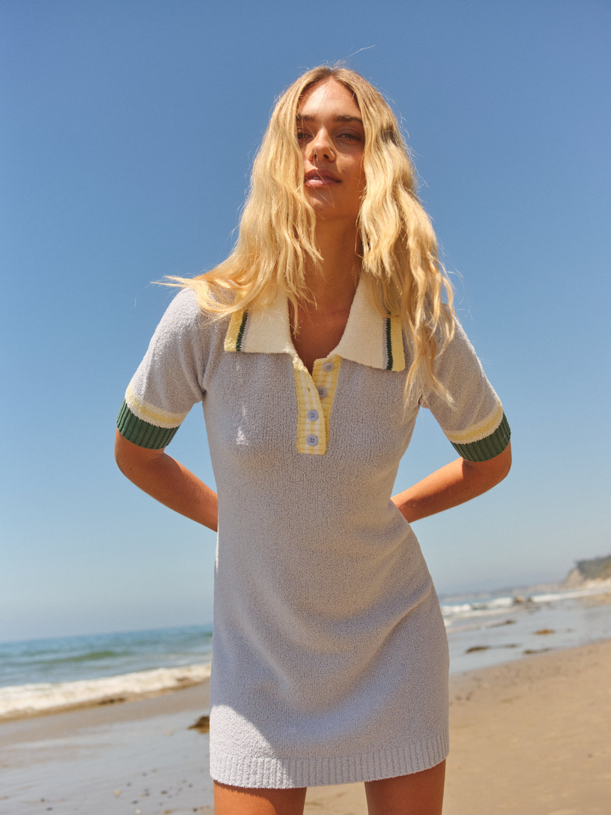 Sundry Polo Sweater Dress in Sea Breeze