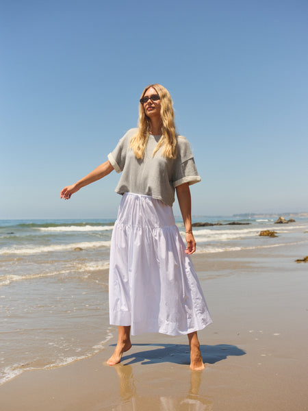 Sundry Roll Sleeve Vintage Terry Top in Heather Grey
