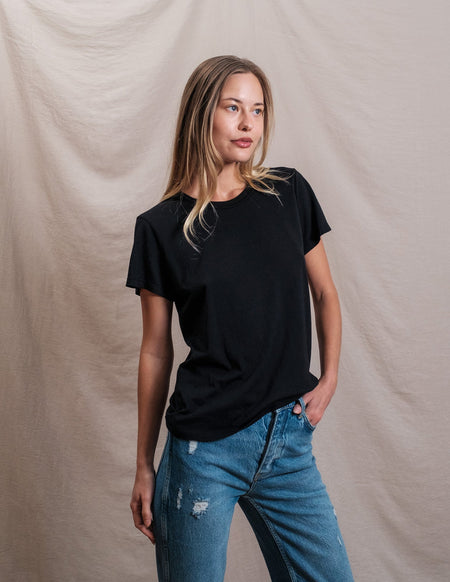 Butter Soft Short Sleeve Crew in Black