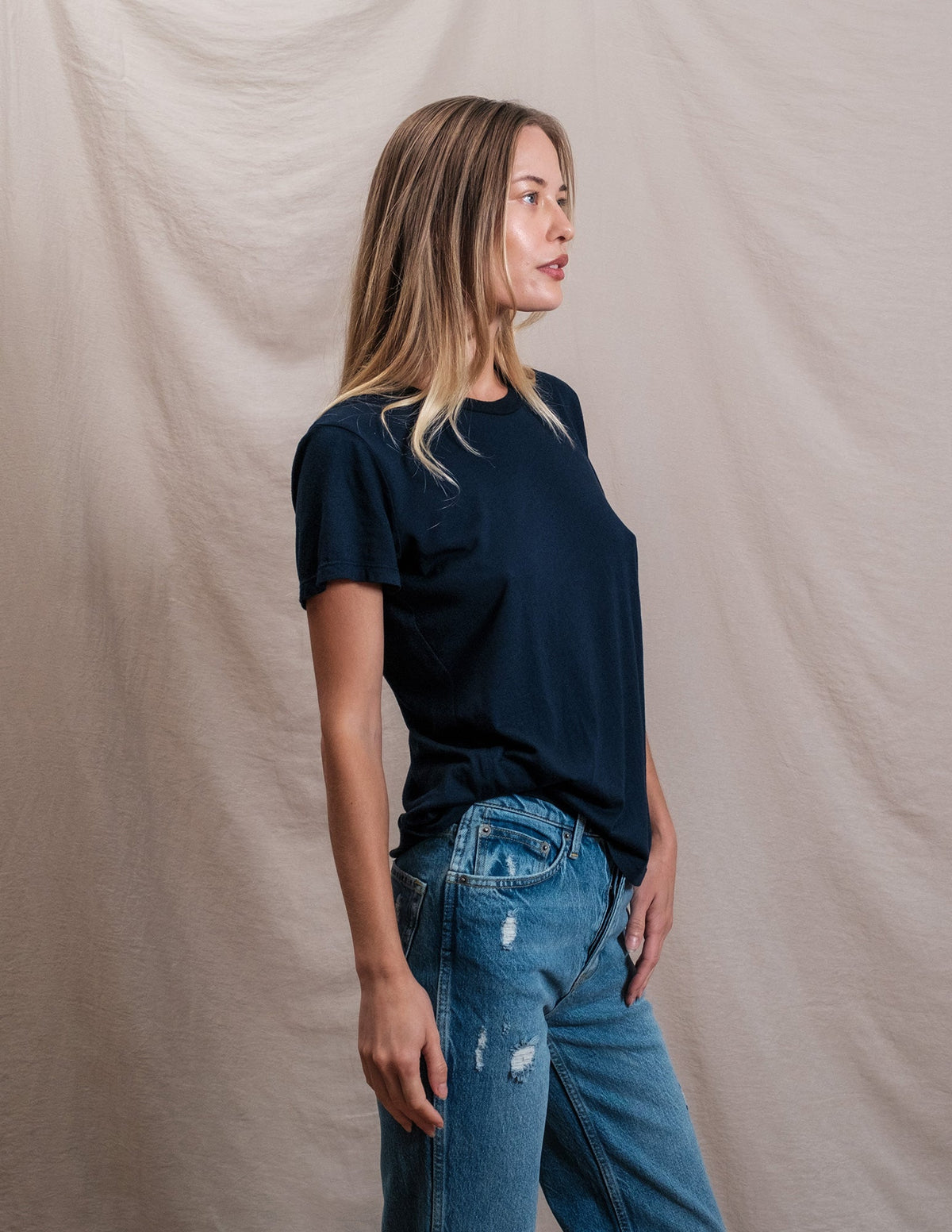 Butter Soft Short Sleeve Crew in Navy