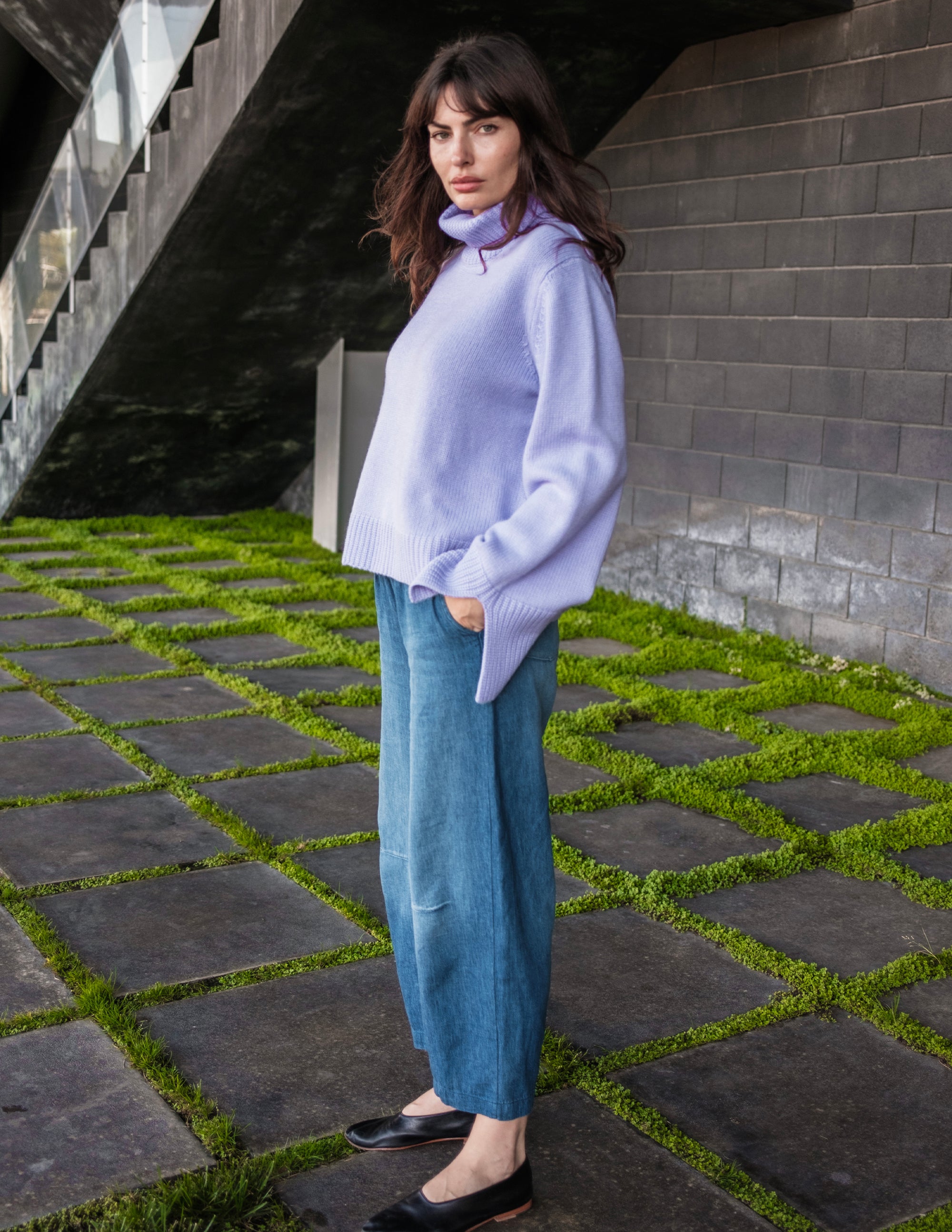 Stateside Cozy Cashmere Blend Turtleneck Sweater in Iris - Sundry