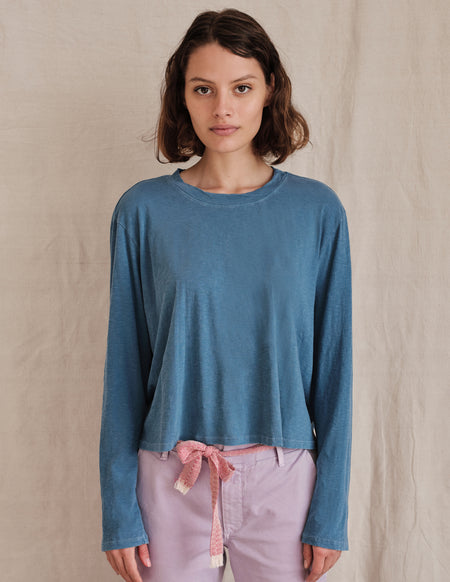Sundry Long Sleeve Tee In Pigment Gulfstream