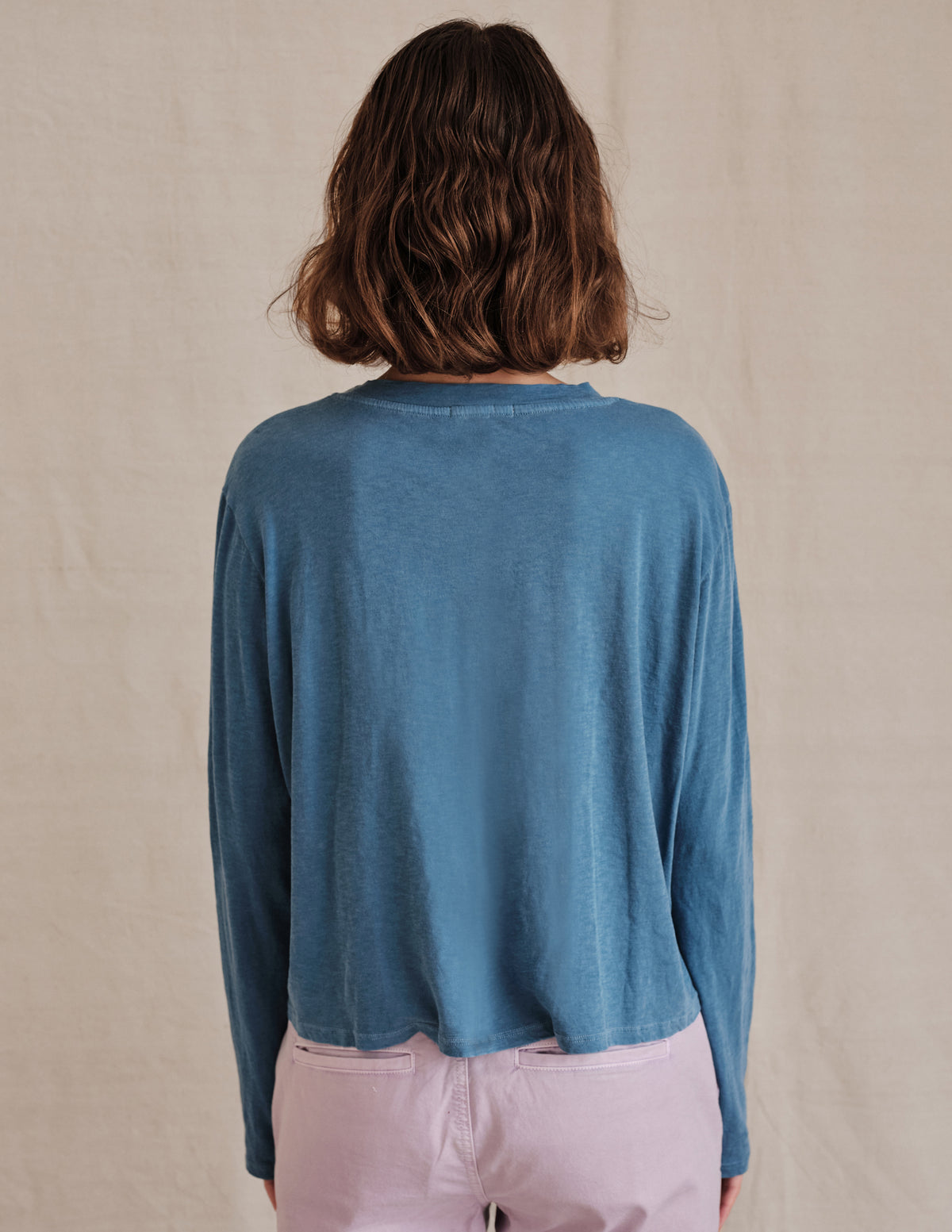 Sundry Long Sleeve Tee In Pigment Gulfstream