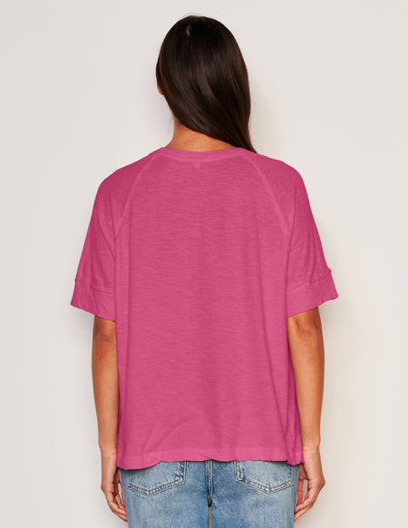 Sundry Boyfriend Tee in Cranberry