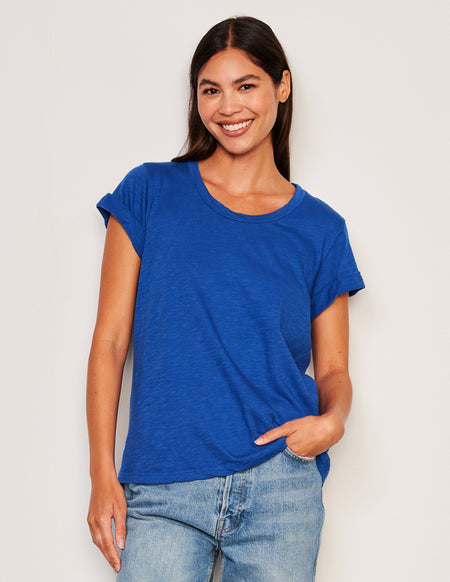 Sundry Rolled Sleeve Tee-model front view