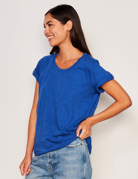 Sundry Rolled Sleeve Tee-model front view