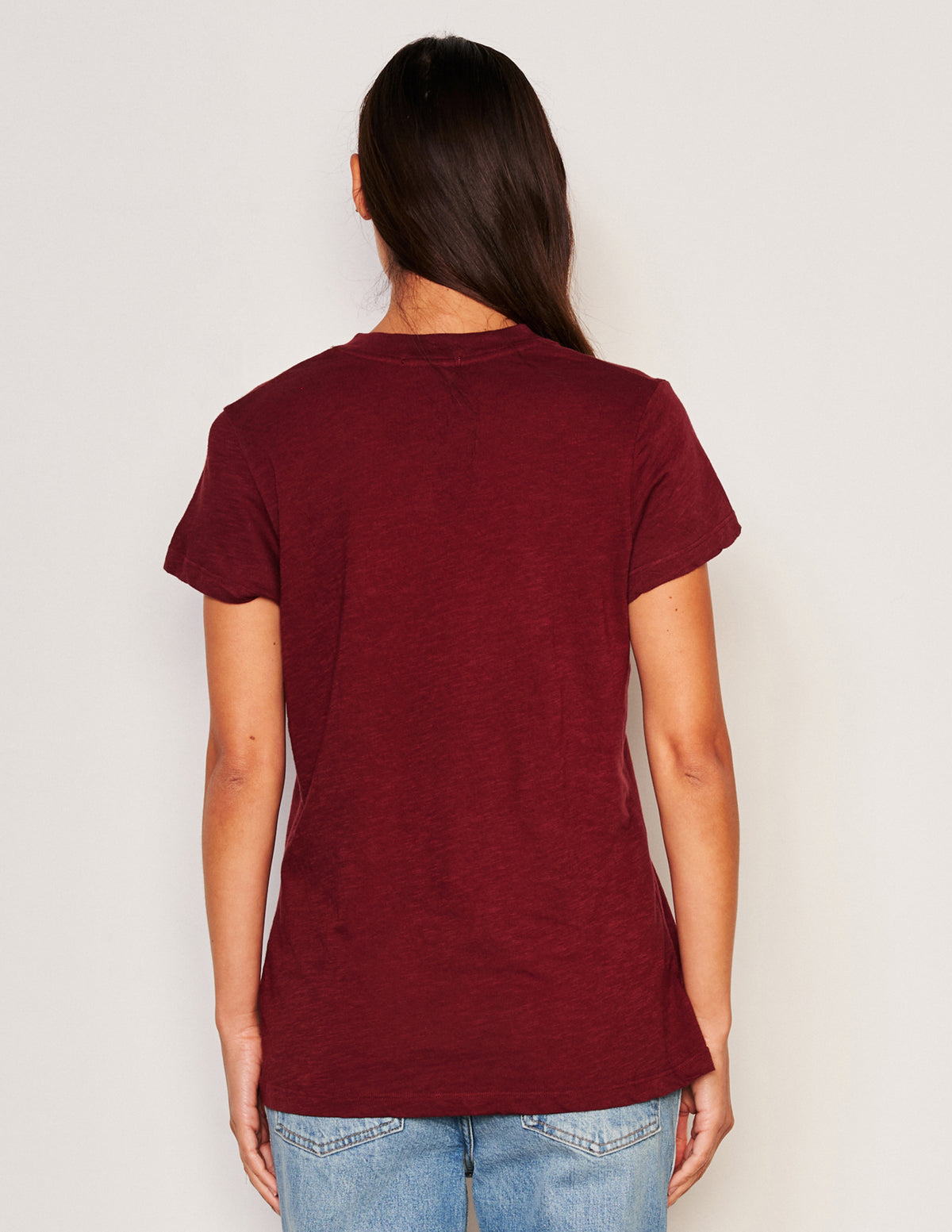 Sundry Deep V-Neck Tee in Red Rock