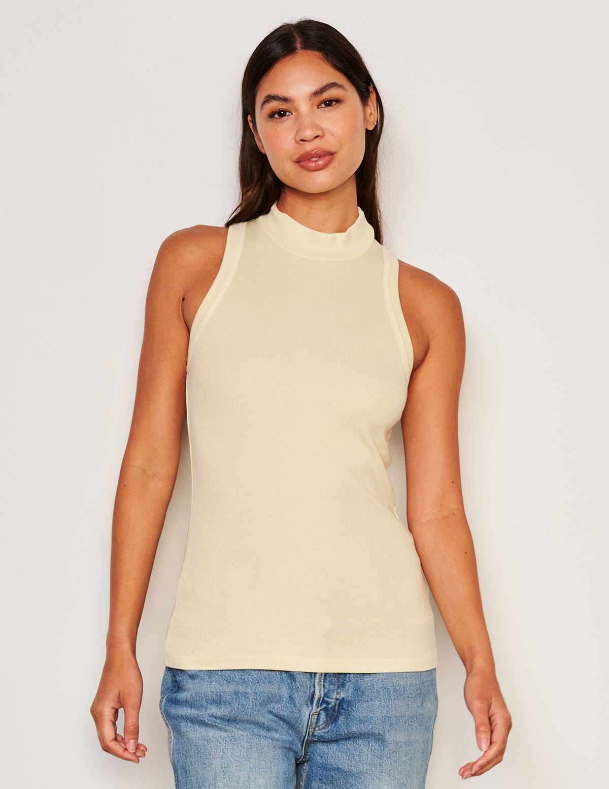 Sundry Mock Neck Tank-3/4 front