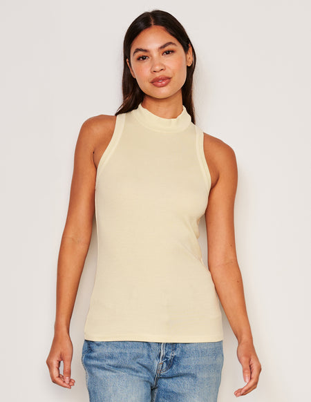Sundry Mock Neck Tank-3/4 front