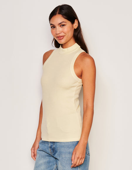 Sundry Mock Neck Tank-3/4 front
