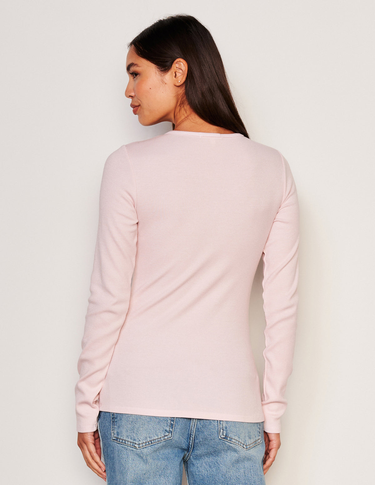 Sundry Long Sleeve V-neck Top-back view