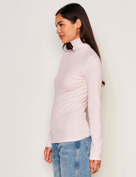 Sundry Long Sleeve Mock Neck Top-3/4 front view