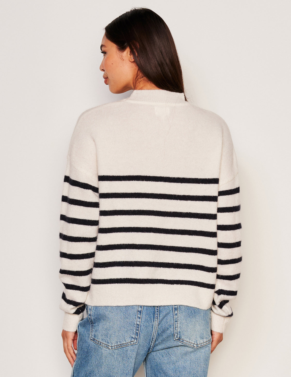 Sundry Stripes Mock Neck Cozy Sweater-back view