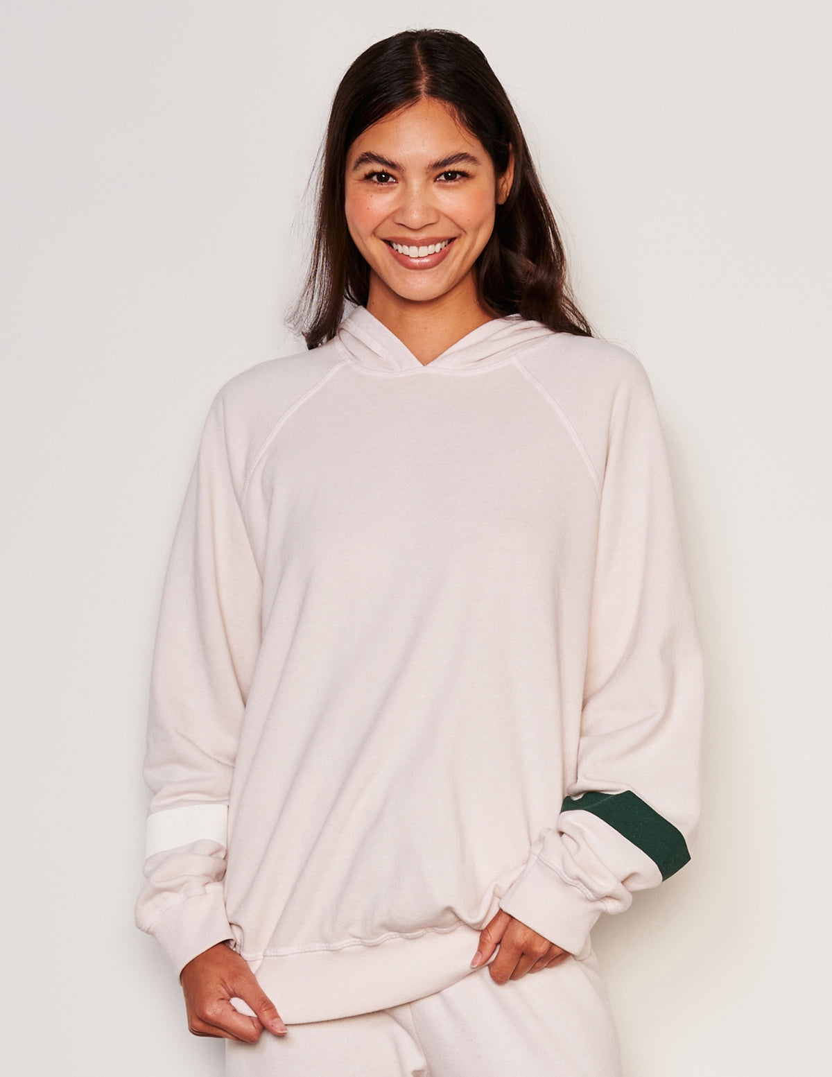 Sundry Stripes Raglan Popover Hoodie-3/4 front