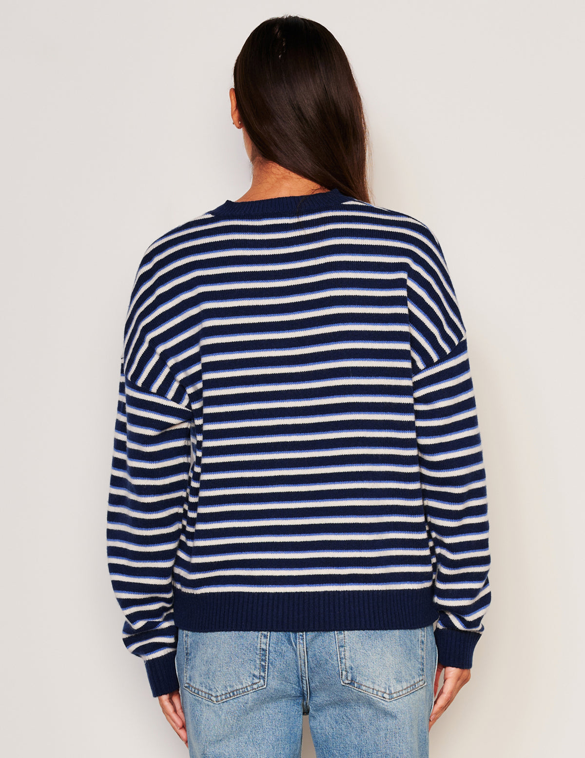 Sundry Stripes Lace Up Sweater in Oyster