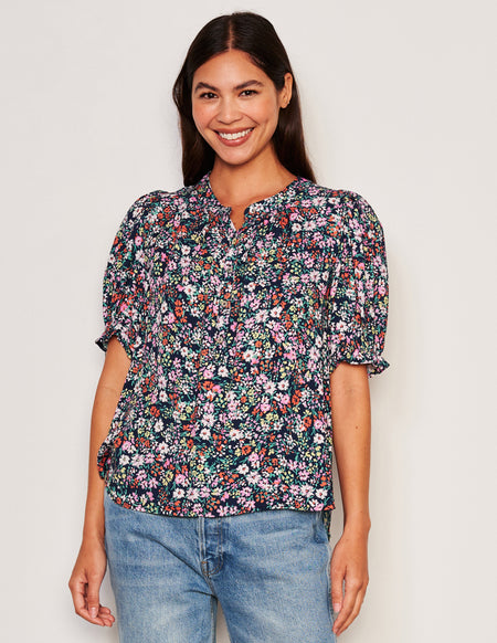 Sundry Femme Henley Shirt & Femme Skirt Set in Deep Navy