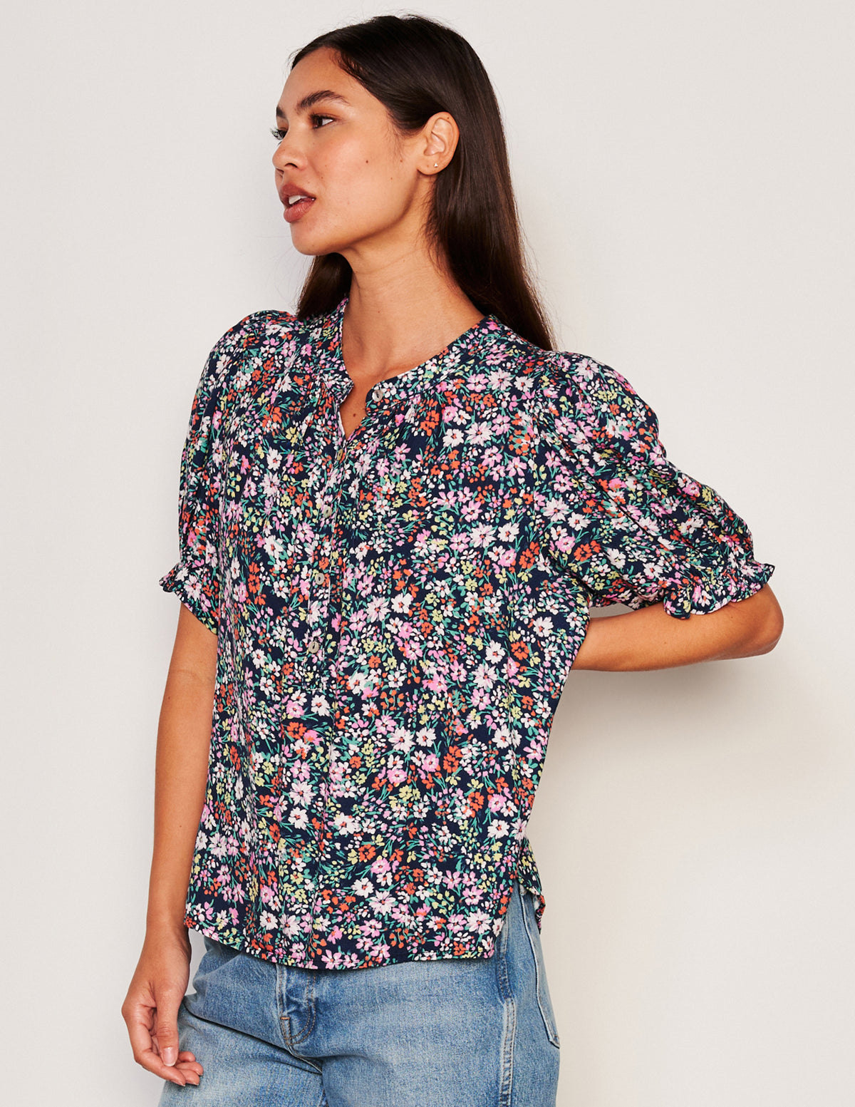 Sundry Femme Henley Shirt &amp; Femme Skirt Set in Deep Navy