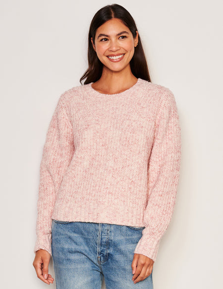 Sundry Rib Transfer Crew Neck Sweater-3/4 front