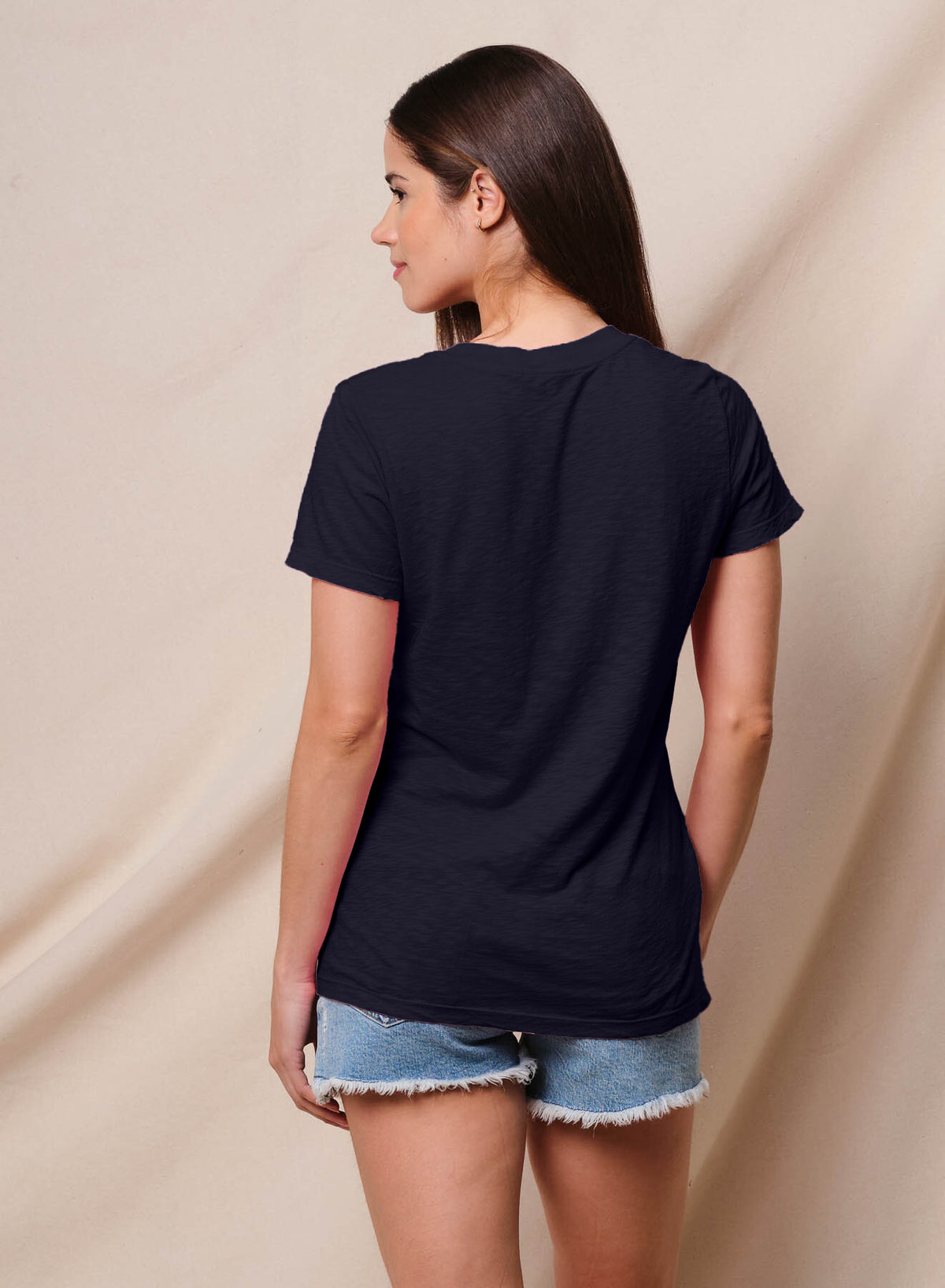 Sundry Deep V-Neck Tee in Deep Navy