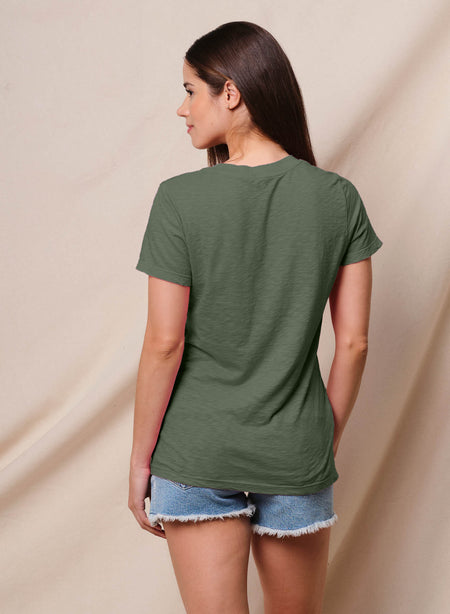 Sundry Deep V-Neck Tee in Signature Green