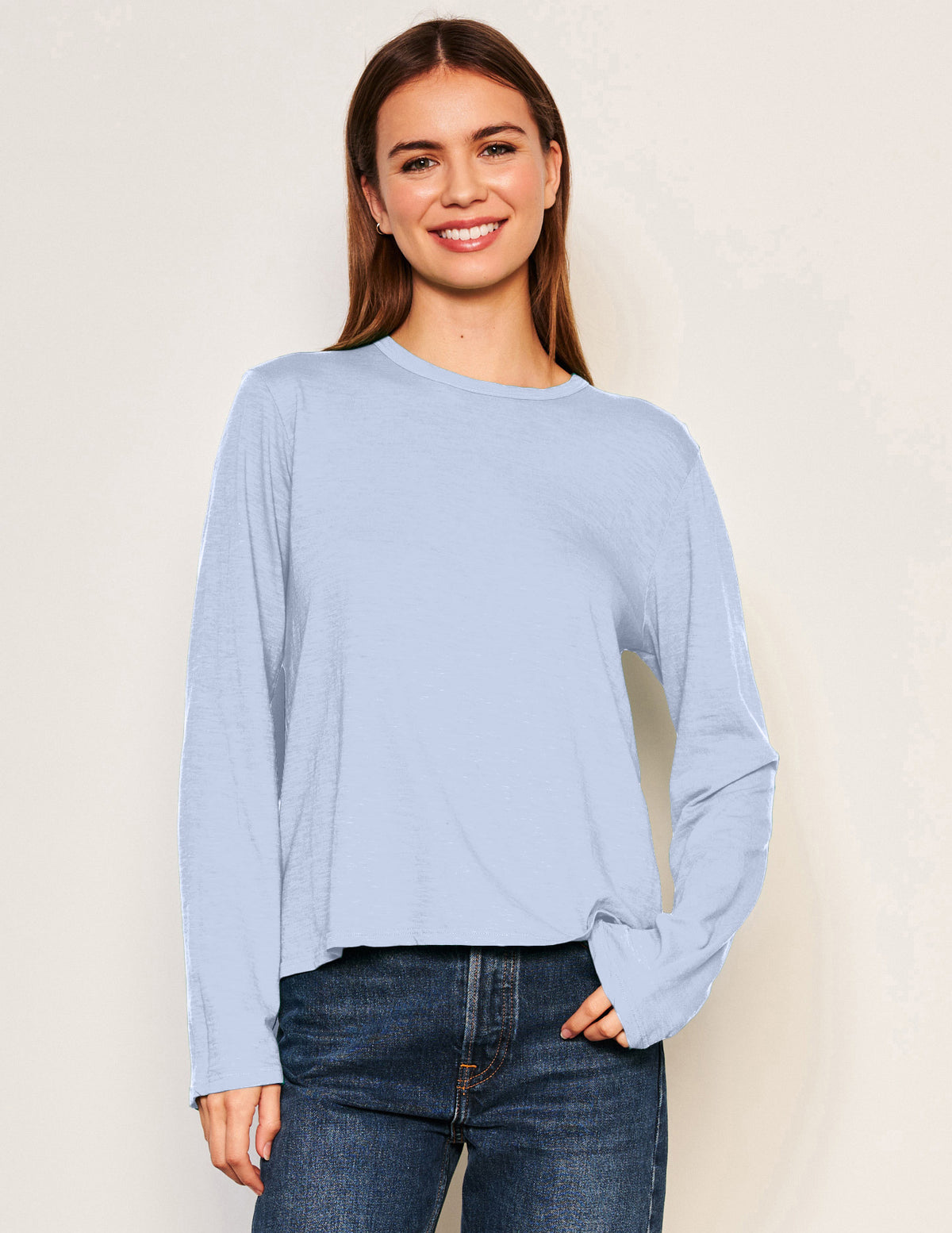 Sundry Long Sleeve Crew in Blue Wash
