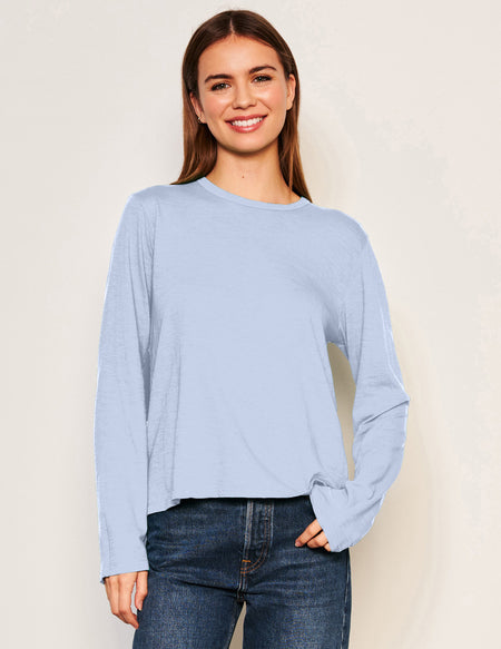 Sundry Long Sleeve Crew in Blue Wash