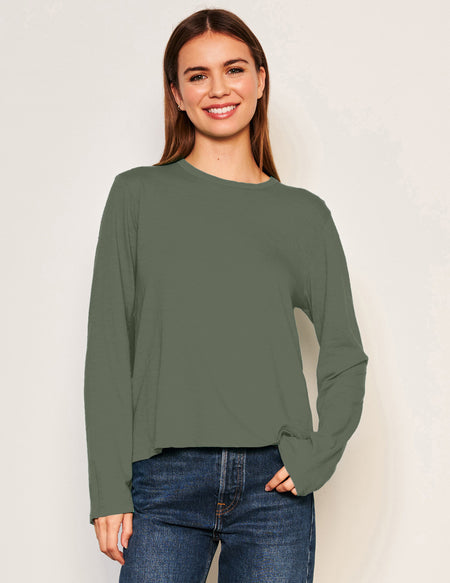 Sundry Long Sleeve Crew in Signature Green