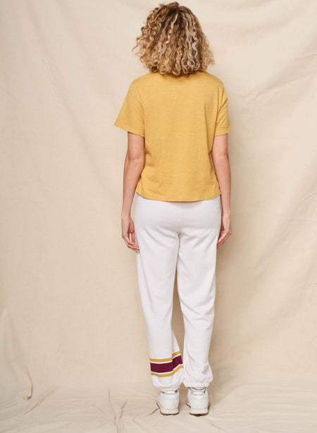Sundry Le Weekend Short Sleeve Boxy Crew Tee in Daffodil