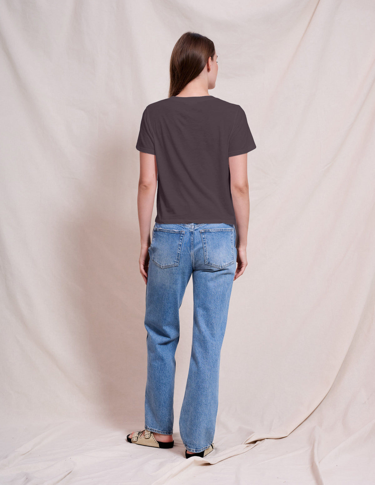 Sundry Crew Neck Tee in Washed Black