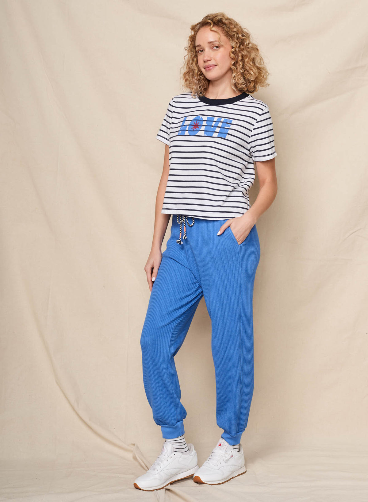 Sundry Love Ringer Boxy Crew Tee in Optic White