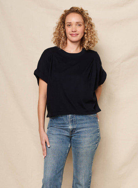 Sundry Pleated Dolman in Deep Navy