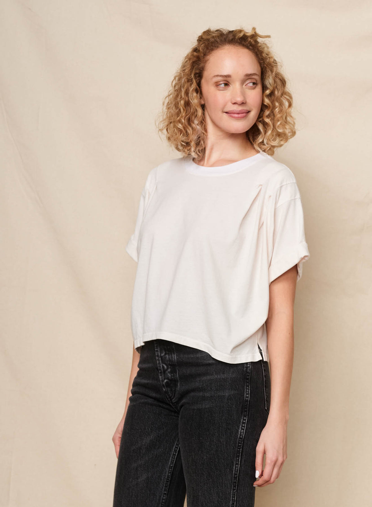 Sundry Pleated Dolman in Oyster
