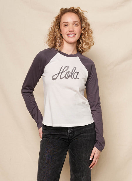 Sundry Hola Long Sleeve Raglan Tee in Oyster