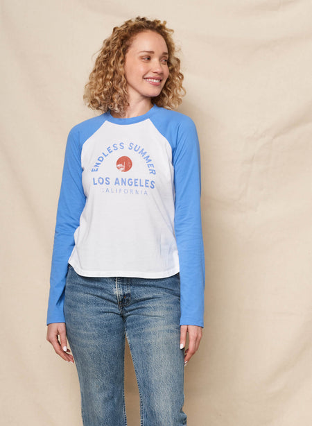 Sundry Endless Summer Long Sleeve Raglan Tee in Optic White