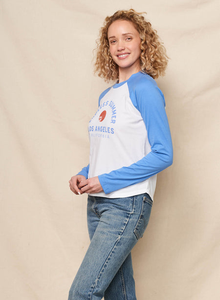 Sundry Endless Summer Long Sleeve Raglan Tee in Optic White