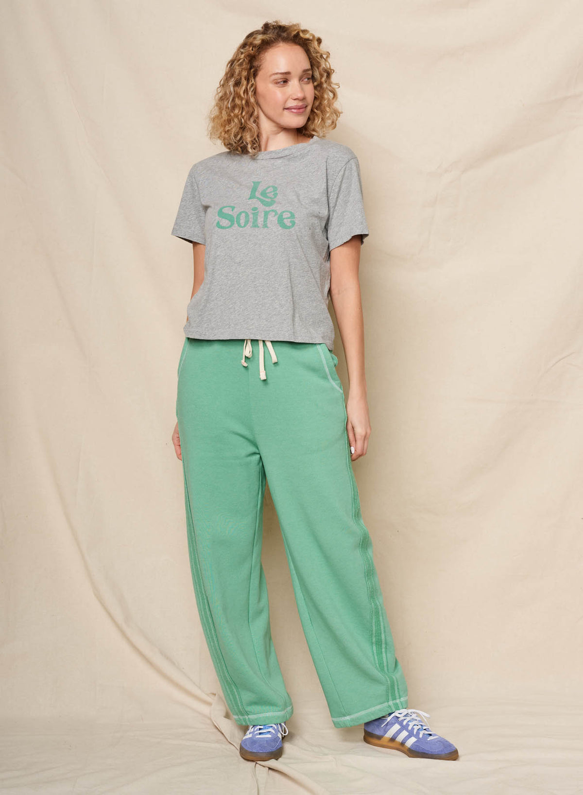 Sundry Le Soiree Short Sleeve Boxy Crew Tee in Heather Grey