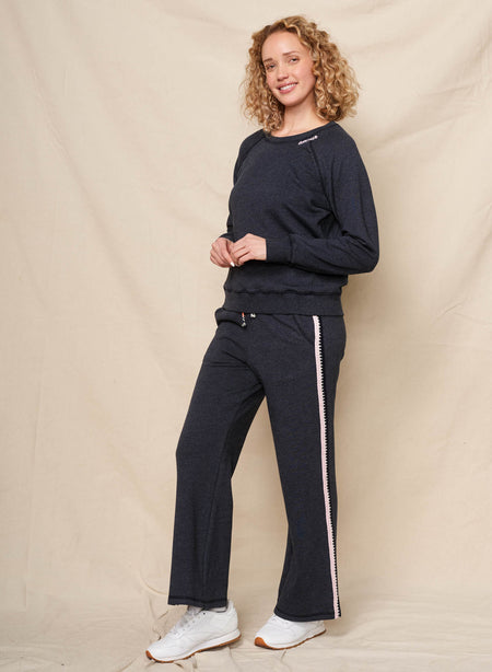 Sundry Amour Embroidery Sweatshirt in Deep Navy