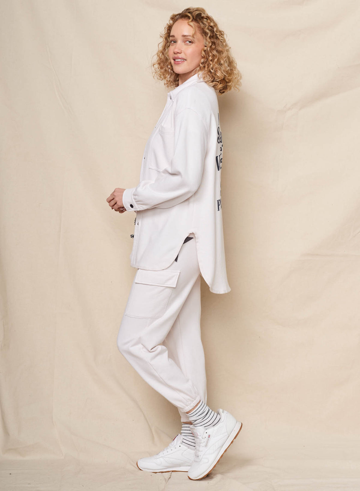 Sundry More Sundays Shacket in Oyster