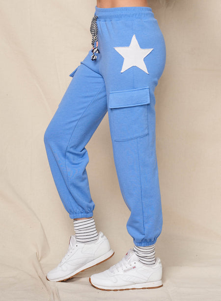 Sundry Cargo Sweatpant in Lagoon Blue