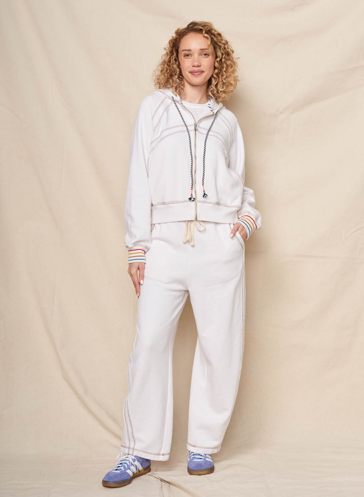 Sundry Raw Seamed Horizon Hoodie in Oyster