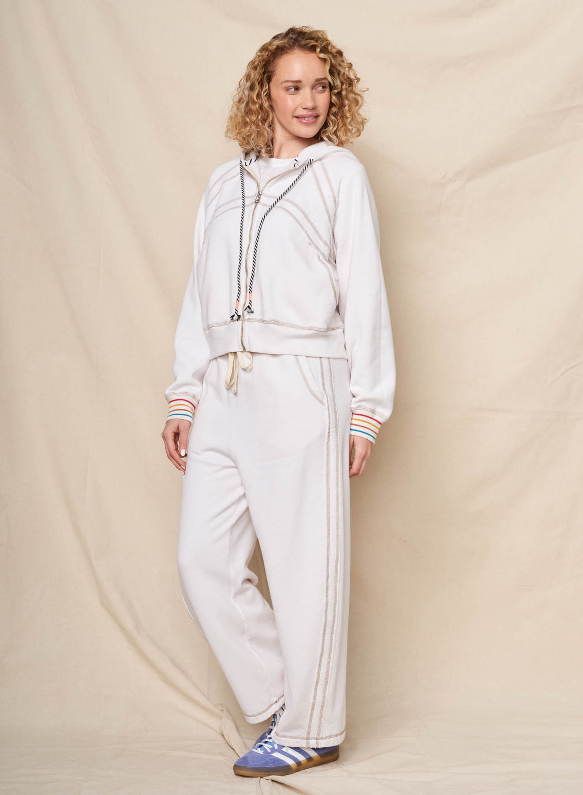 Sundry Raw Seamed Horizon Hoodie in Oyster