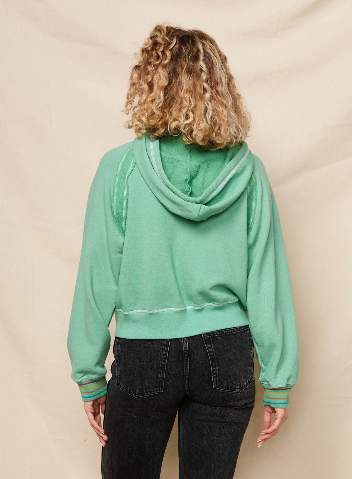 Sundry Raw Seamed Horizon Hoodie in Winter Green