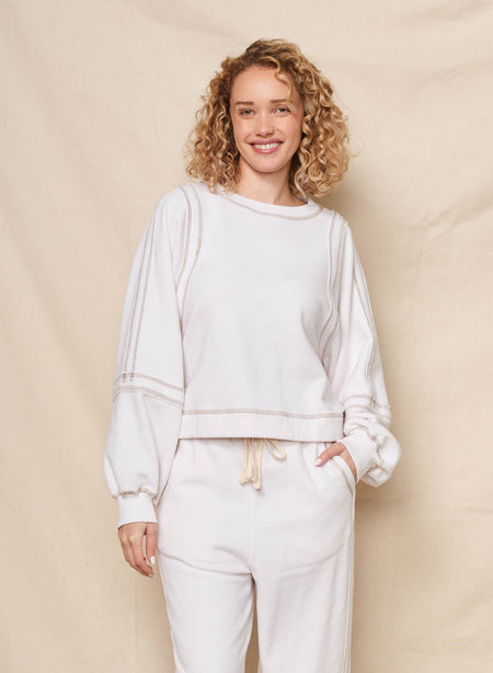 Sundry Raw Seamed Sweatshirt in Oyster