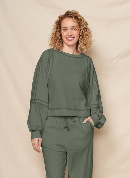 Sundry Raw Seamed Sweatshirt in Signature Green
