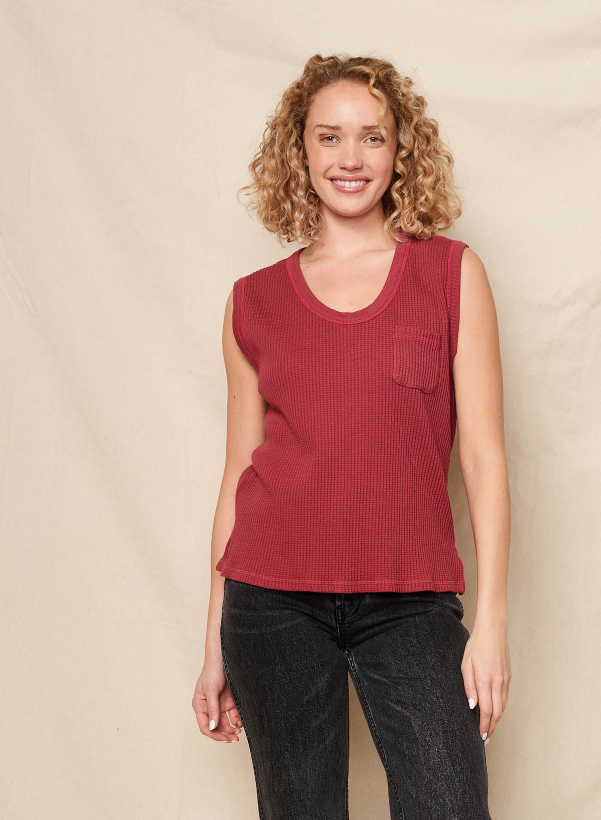 Sundry Ringer Tank in Tibet Red
